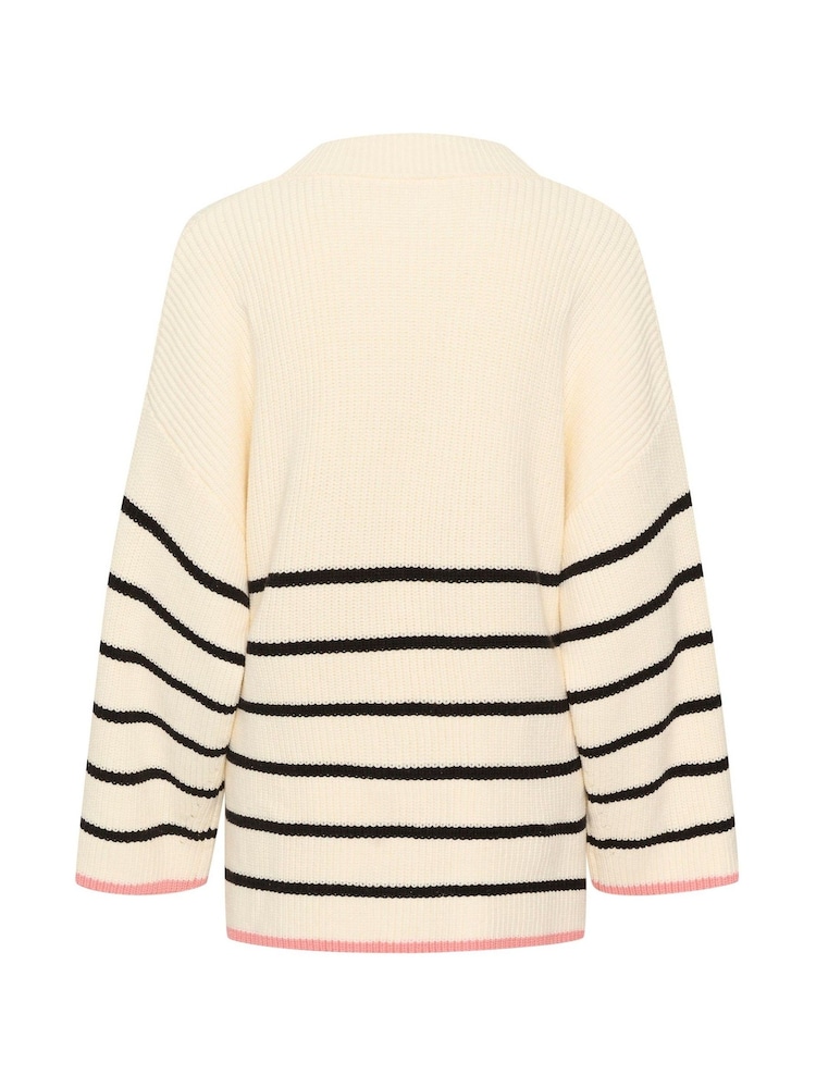 Soaked in Luxury Loose Fit Musling V-Neck Pullover White Jumper - Image 6 of 6