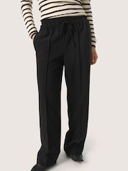 Soaked in Luxury Regular Fit Bea Wide Leg Black Trousers - Image 1 of 5