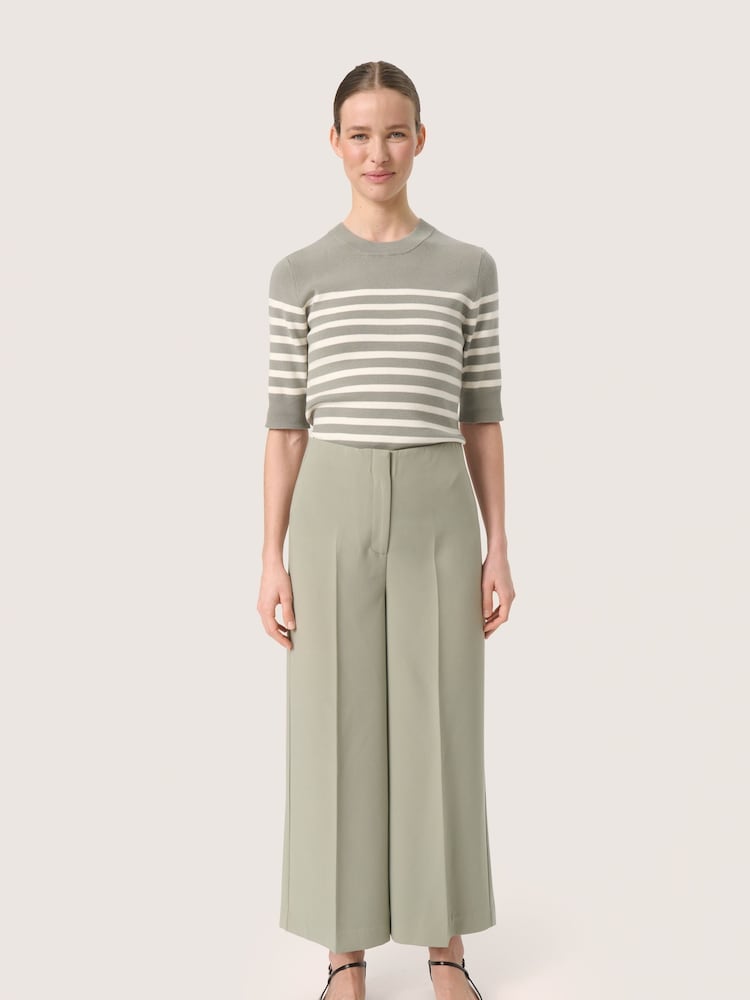Soaked in Luxury Grey Corinne High Waisted Culotte Trousers - Image 1 of 7