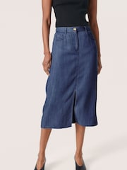 Soaked in Luxury Blue Friday Midi Length Denim Skirt - Image 1 of 6
