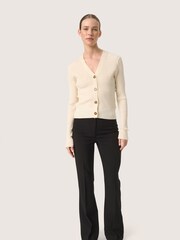 Soaked in Luxury Slim Fit Lidya Button V-Neck White Cardigan - Image 3 of 6