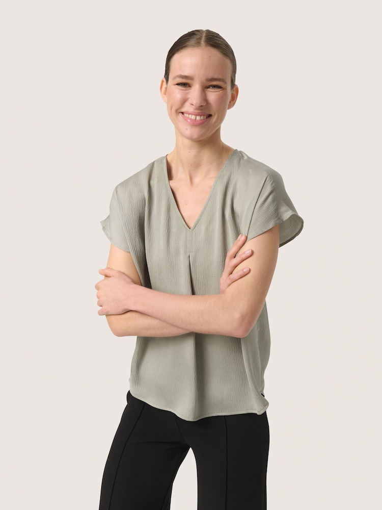 Soaked in Luxury Ioana Short Sleeve V-Neck Blouse - Image 1 of 6