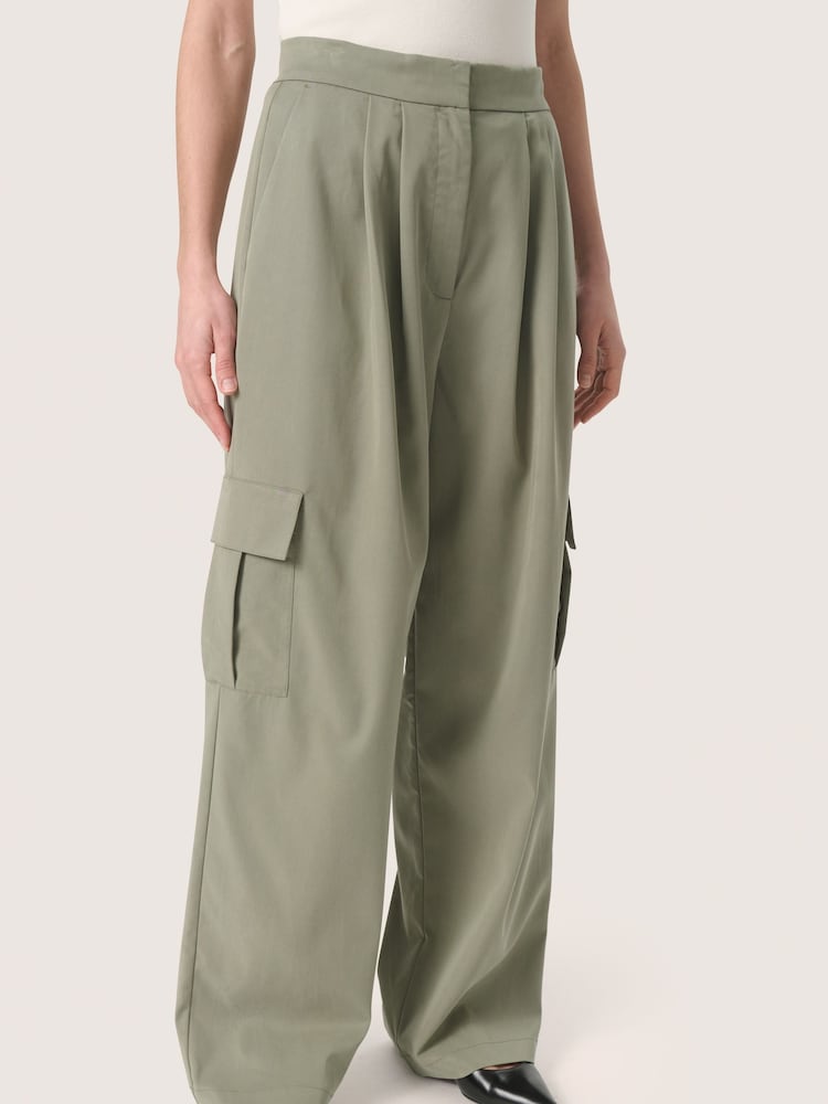 Soaked in Luxury Grey Kellie High Waist Cargo Trousers - Image 1 of 6