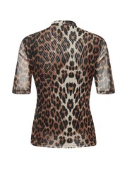 Soaked in Luxury SL Aldora Mesh V-Neck Wrap Brown Blouse - Image 6 of 6