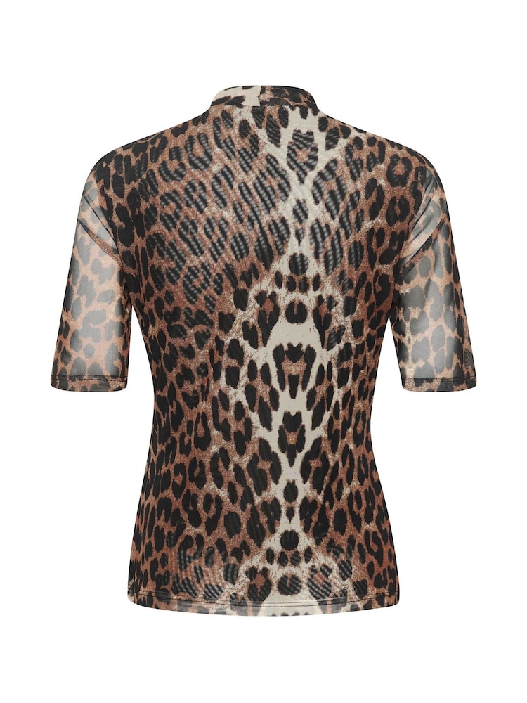 Soaked in Luxury SL Aldora Mesh V-Neck Wrap Brown Blouse - Image 6 of 6