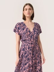 Soaked in Luxury Sylvia V-Neck Short Sleeve Belt Dress - Image 1 of 5