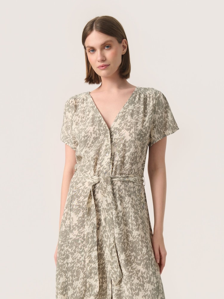 Soaked in Luxury Sylvia V-Neck Short Sleeve Belt Dress - Image 1 of 6