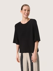 Soaked in Luxury Indianna Half Sleeve Pullover Black Jumper - Image 1 of 6