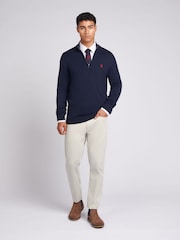 U.S. Polo Assn. Navy Mens Regular Fit Funnel Neck Quarter Zip Jumper - Image 3 of 7