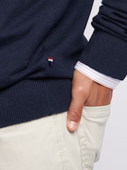 U.S. Polo Assn. Navy Mens Regular Fit Funnel Neck Quarter Zip Jumper - Image 5 of 7