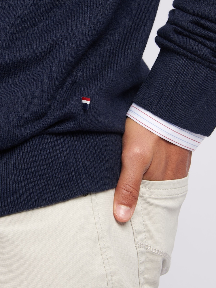 U.S. Polo Assn. Navy Mens Regular Fit Funnel Neck Quarter Zip Jumper - Image 5 of 7