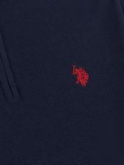 U.S. Polo Assn. Navy Mens Regular Fit Funnel Neck Quarter Zip Jumper - Image 7 of 7