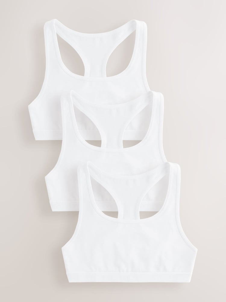 White Racer Back Crop Tops 3 Pack (5-16yrs) - Image 1 of 4