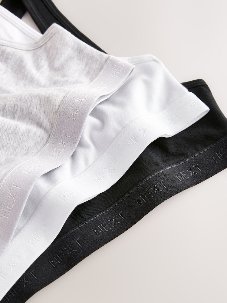Black/White/Grey Racer Back Crop Tops 3 Pack (5-16yrs) - Image 6 of 7