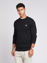 U.S. Polo Assn. Black Mens Cotton Crew Neck Jumper - Image 1 of 7