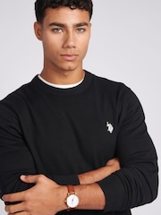 U.S. Polo Assn. Black Mens Cotton Crew Neck Jumper - Image 2 of 7