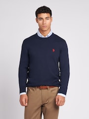 U.S. Polo Assn. Navy Mens Cotton Crew Neck Jumper - Image 1 of 7