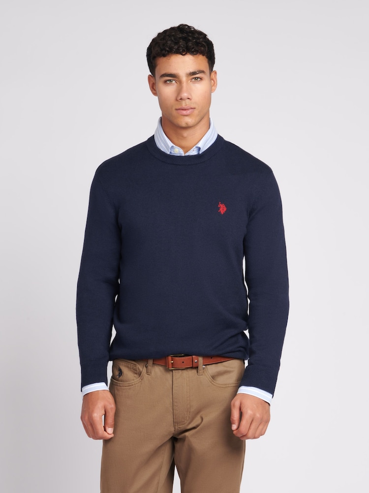 U.S. Polo Assn. Navy Mens Cotton Crew Neck Jumper - Image 1 of 7