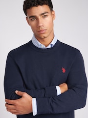 U.S. Polo Assn. Navy Mens Cotton Crew Neck Jumper - Image 2 of 7