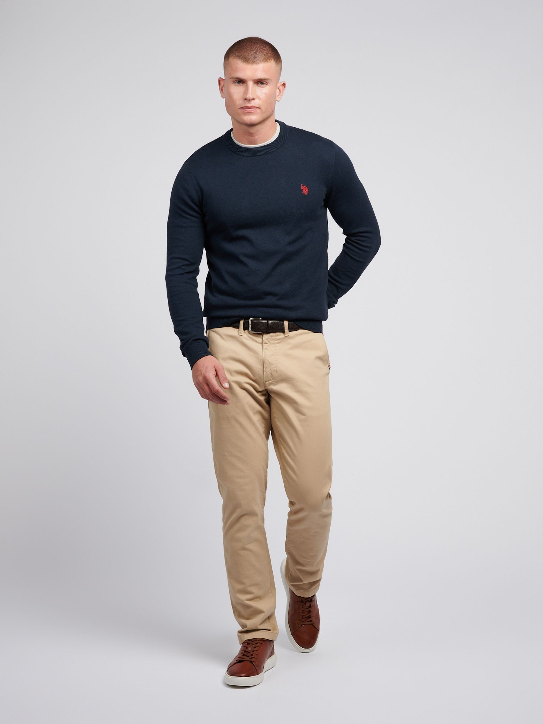 Buy U.S. Polo Assn. Navy Mens Cotton Crew Neck Jumper from Next USA