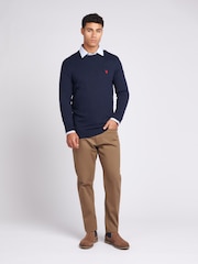 U.S. Polo Assn. Navy Mens Cotton Crew Neck Jumper - Image 3 of 7