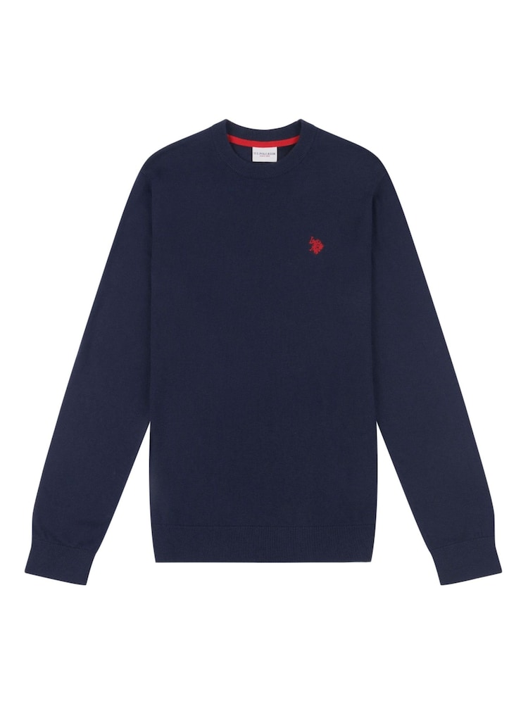 כחול כהה - .U.S. Polo Assn סוודר עם צווארון עגול מכותנה לגברים - Image 6 of 7