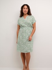 Kaffe Kaano Knee Length Short Sleeves Green Dress - Image 3 of 6