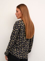 Kaffe Jalie Long Sleeve Printed Black Blouse - Image 3 of 6