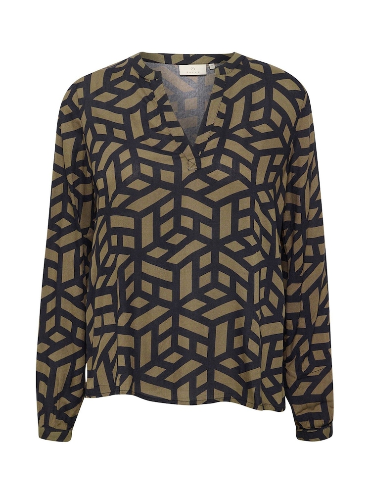 Kaffe Jalie Long Sleeve Printed Black Blouse - Image 6 of 6