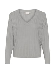 Kaffe Loose Fit KAlola V-Neck Striped Pullover Jumper - Image 4 of 5