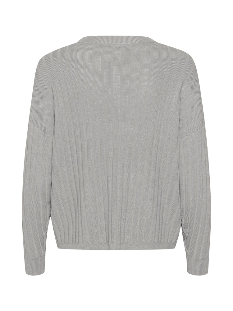 Kaffe Loose Fit KAlola V-Neck Striped Pullover Jumper - Image 5 of 5