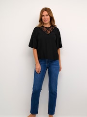 Kaffe Barbara Lace Half Sleeve Black Blouse - Image 3 of 6