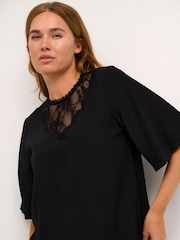 Kaffe Barbara Lace Half Sleeve Black Blouse - Image 4 of 6