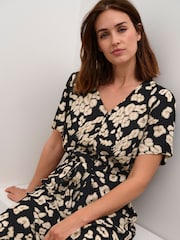 Kaffe Beathe Buttons V-Neck Belted Maxi Dress - Image 1 of 5