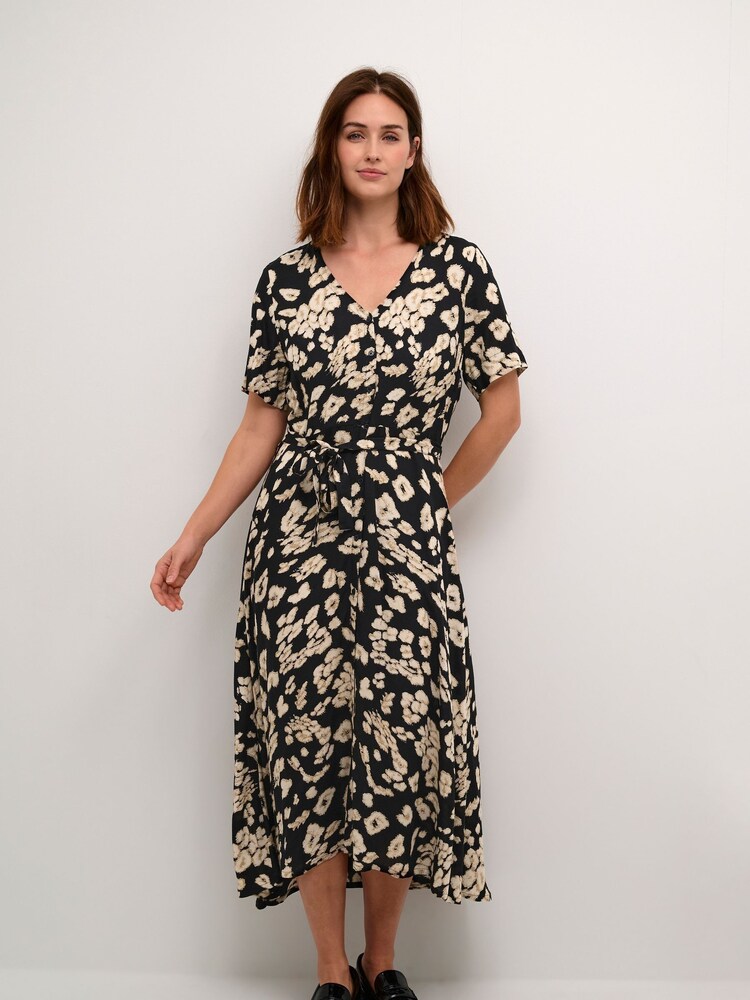 Kaffe Beathe Buttons V-Neck Belted Maxi Dress - Image 2 of 5