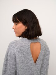 Kaffe Grey KAmalene Wrap Open Back Pullover Jumper - Image 3 of 5