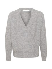 Kaffe Grey KAmalene Wrap Open Back Pullover Jumper - Image 4 of 5