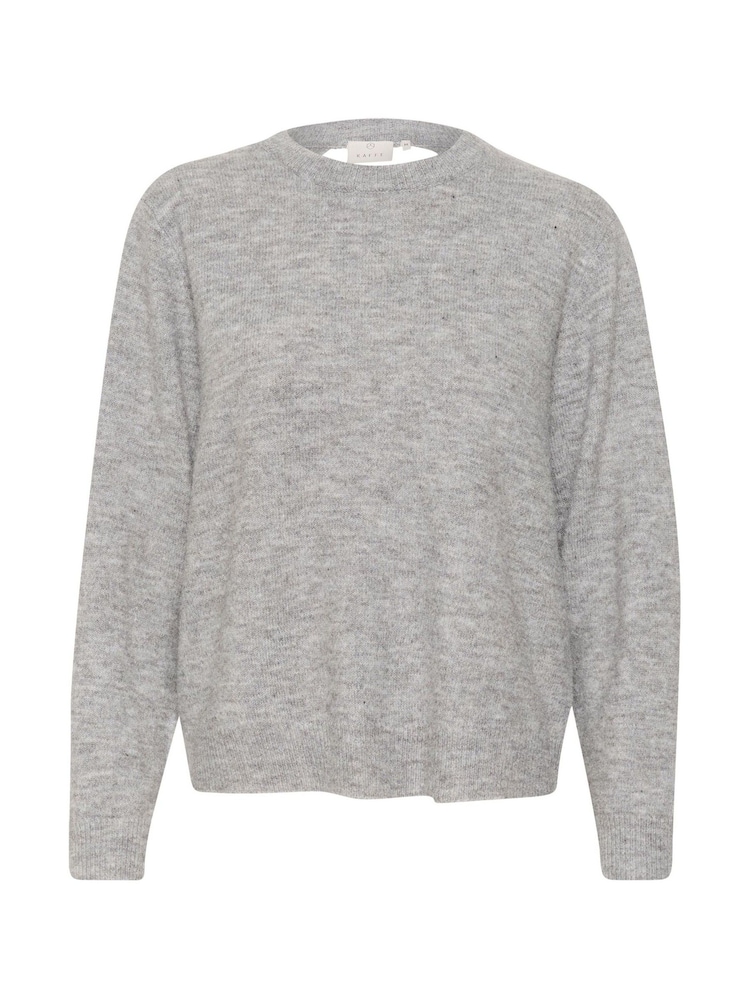 Kaffe Grey KAmalene Wrap Open Back Pullover Jumper - Image 5 of 5