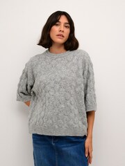 Kaffe KAmalene Half Sleeve Round Neck Pullover Jumper - Image 1 of 6