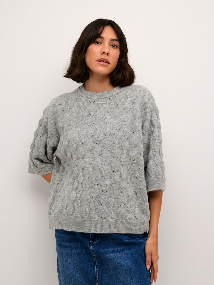 Kaffe KAmalene Half Sleeve Round Neck Pullover Jumper - Image 1 of 6