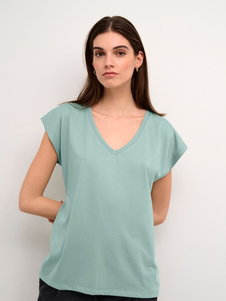 Kaffe Lise V-Neck Short Sleeve T-Shirt - Image 1 of 5