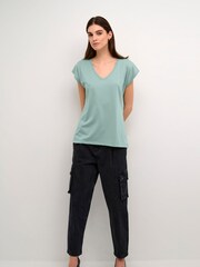 Kaffe Lise V-Neck Short Sleeve T-Shirt - Image 3 of 5