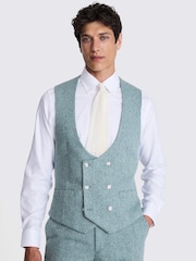 MOSS Blue Tailored Fit Donegal Waistcoat - Image 1 of 3
