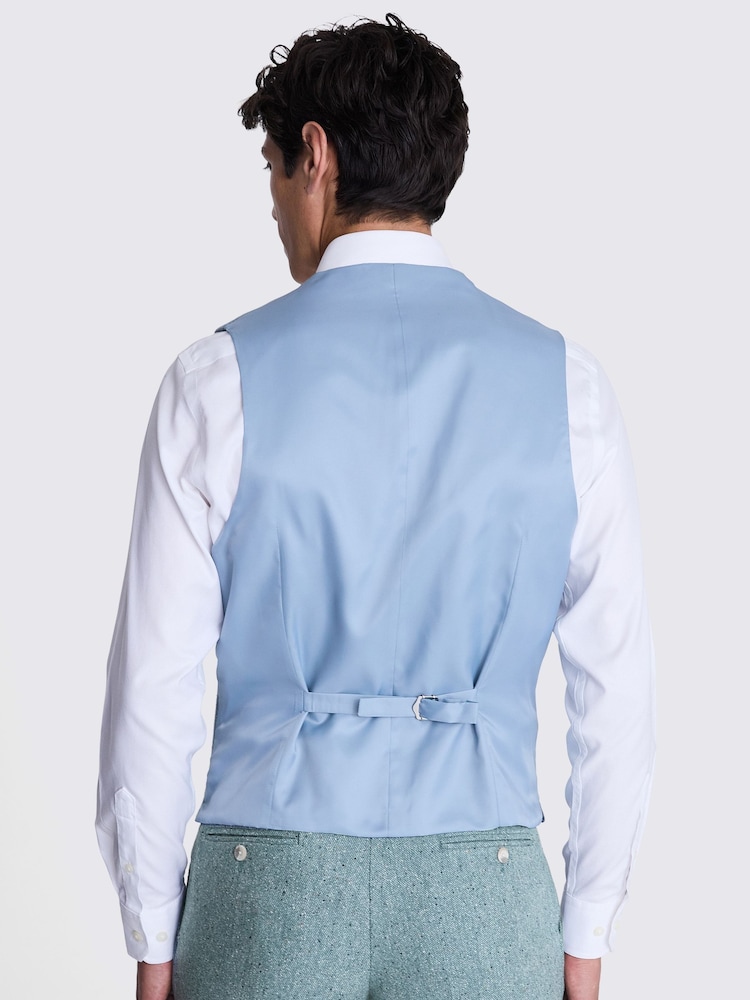 MOSS Blue Tailored Fit Donegal Waistcoat - Image 2 of 3