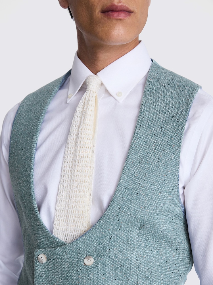 MOSS Blue Tailored Fit Donegal Waistcoat - Image 3 of 3