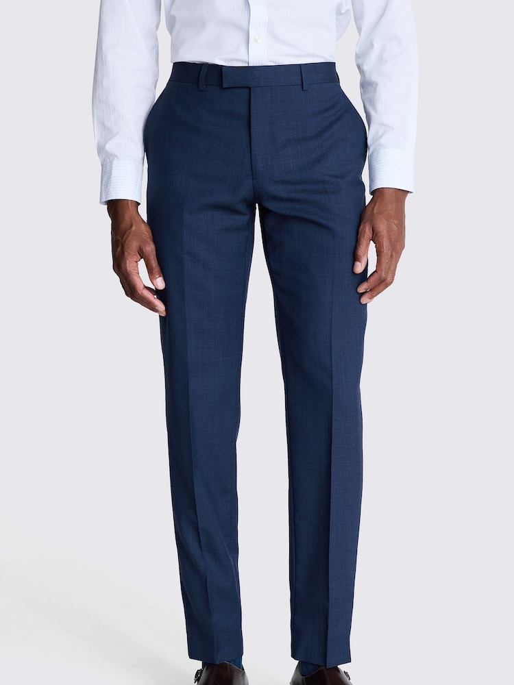 MOSS Blue Italian Tailored Fit Half Lined Trousers - Image 1 of 3