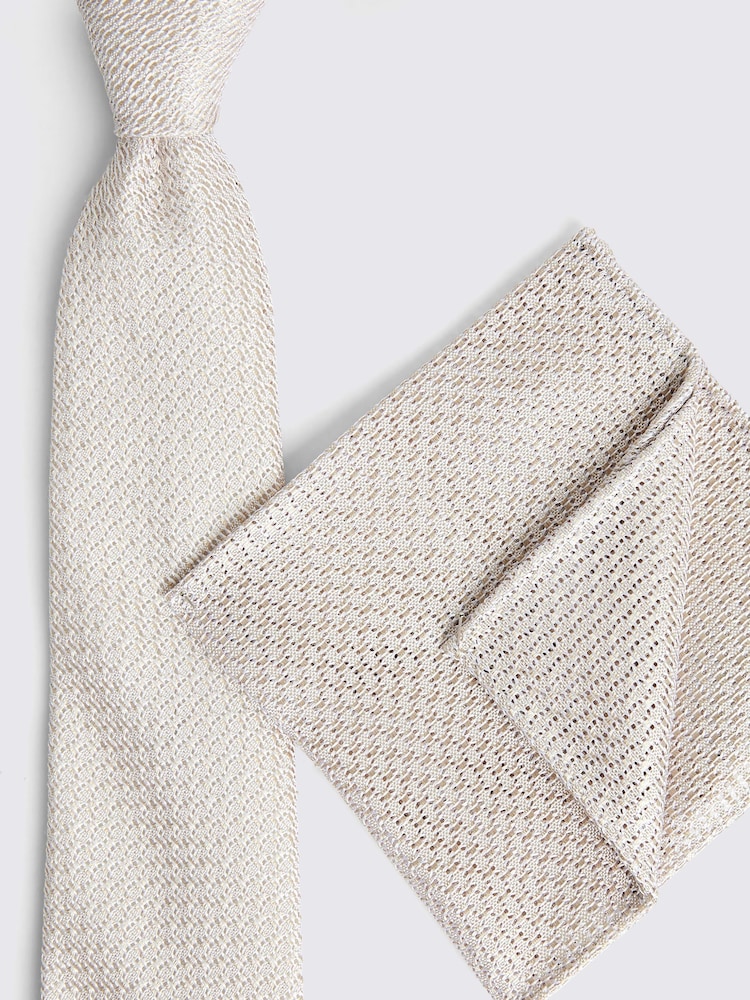 MOSS Natural Sky Grenadine Tie - Image 3 of 3