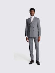 MOSS Grey Performance Tailored Sage Stripe Double Breasted Jacket - Image 2 of 4