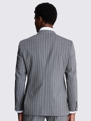 MOSS Grey Performance Tailored Sage Stripe Double Breasted Jacket - Image 4 of 4
