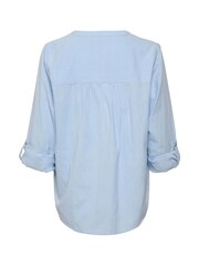 Kaffe Regular Fit Blue Majse Cotton/Linen Mix Notch Neck Blouse - Image 5 of 5